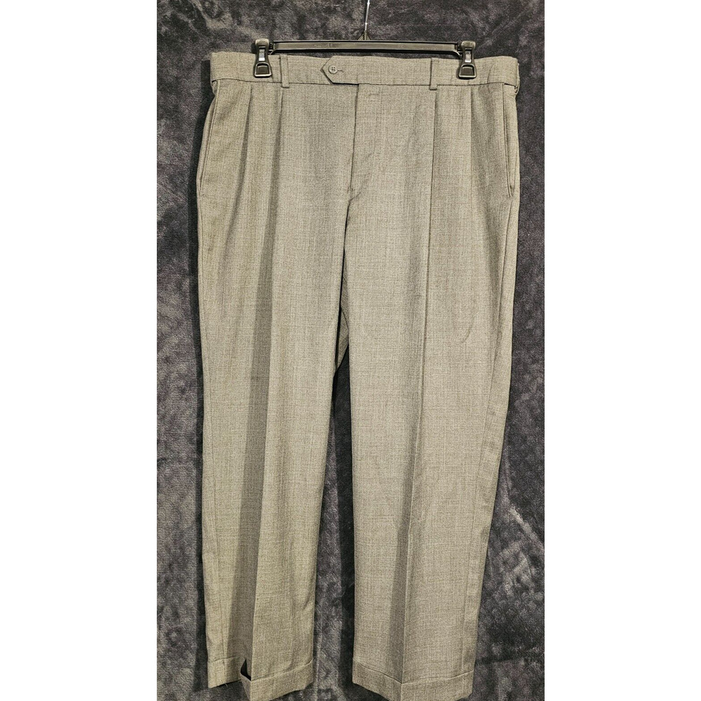 Stafford Performance Wool Dress Pants Men's W38 x L29 Grey Pleated